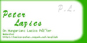 peter lazics business card